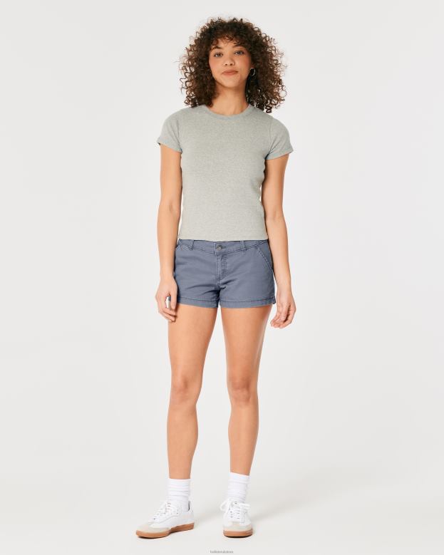 Bottoms Hollister Women Low-Rise Twill Chino Shorts 3\\ 48820478 Blue